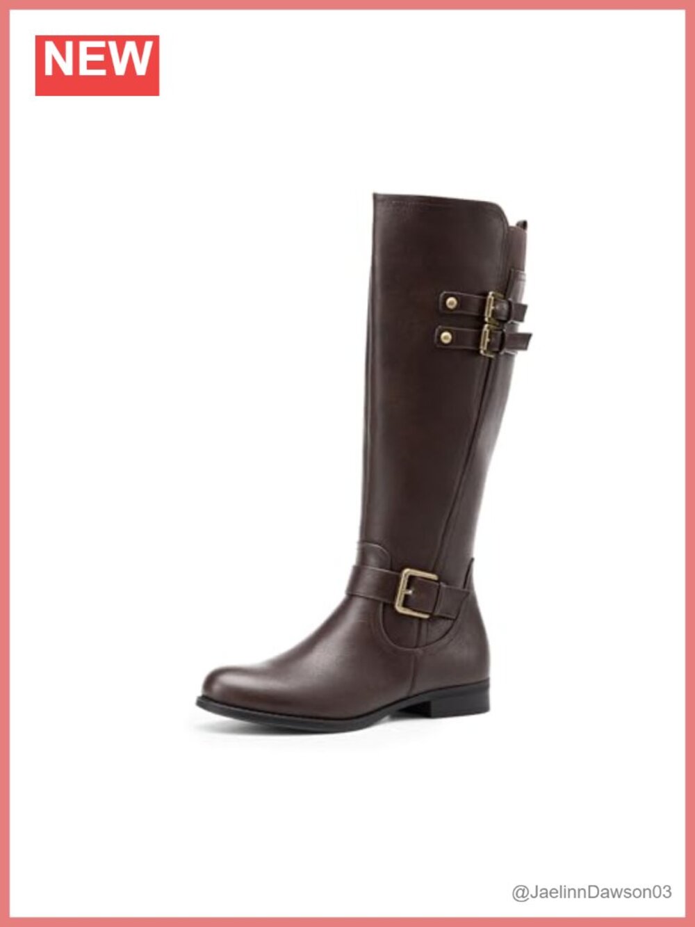 Knee High Riding Buckle Boots Faux Leather Zip